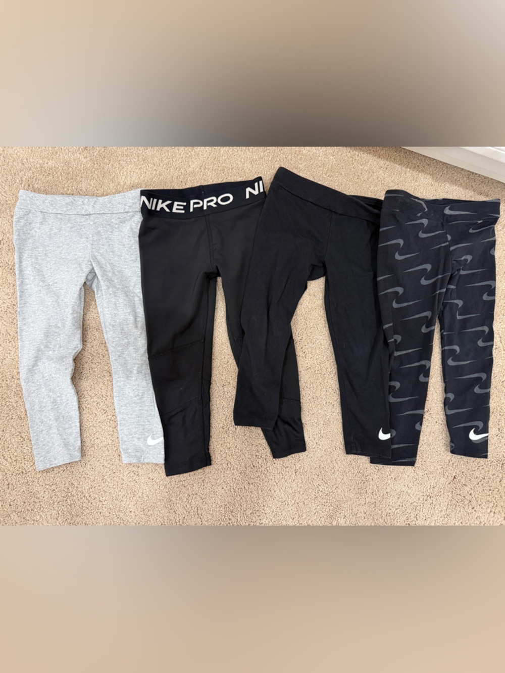 Nike Kids Black and Gray Athletic Leggings Set